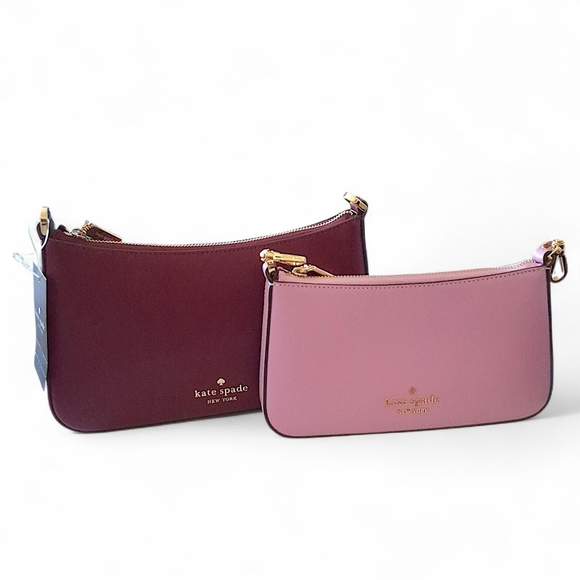 Kate Spade Duet Crossbody Duo Bag Colorblock Soft Blackberry & Pink - Picture 2 of 16